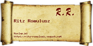 Ritz Romulusz névjegykártya